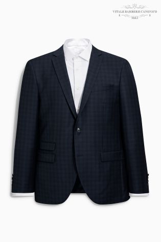 Navy Signature Check Tailored Fit Jacket